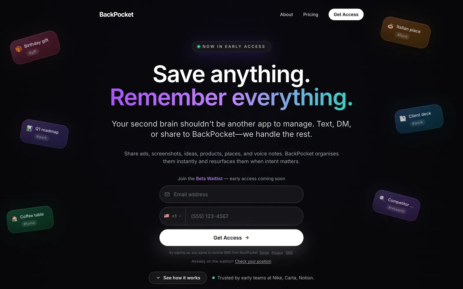 Backpocket website — screenshot