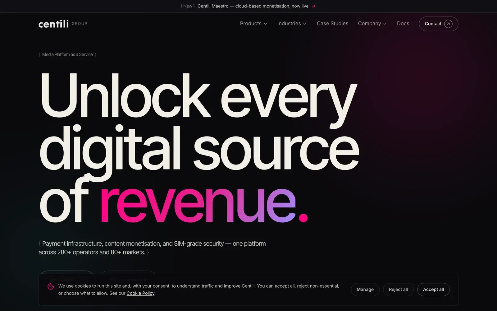 Centili website — screenshot