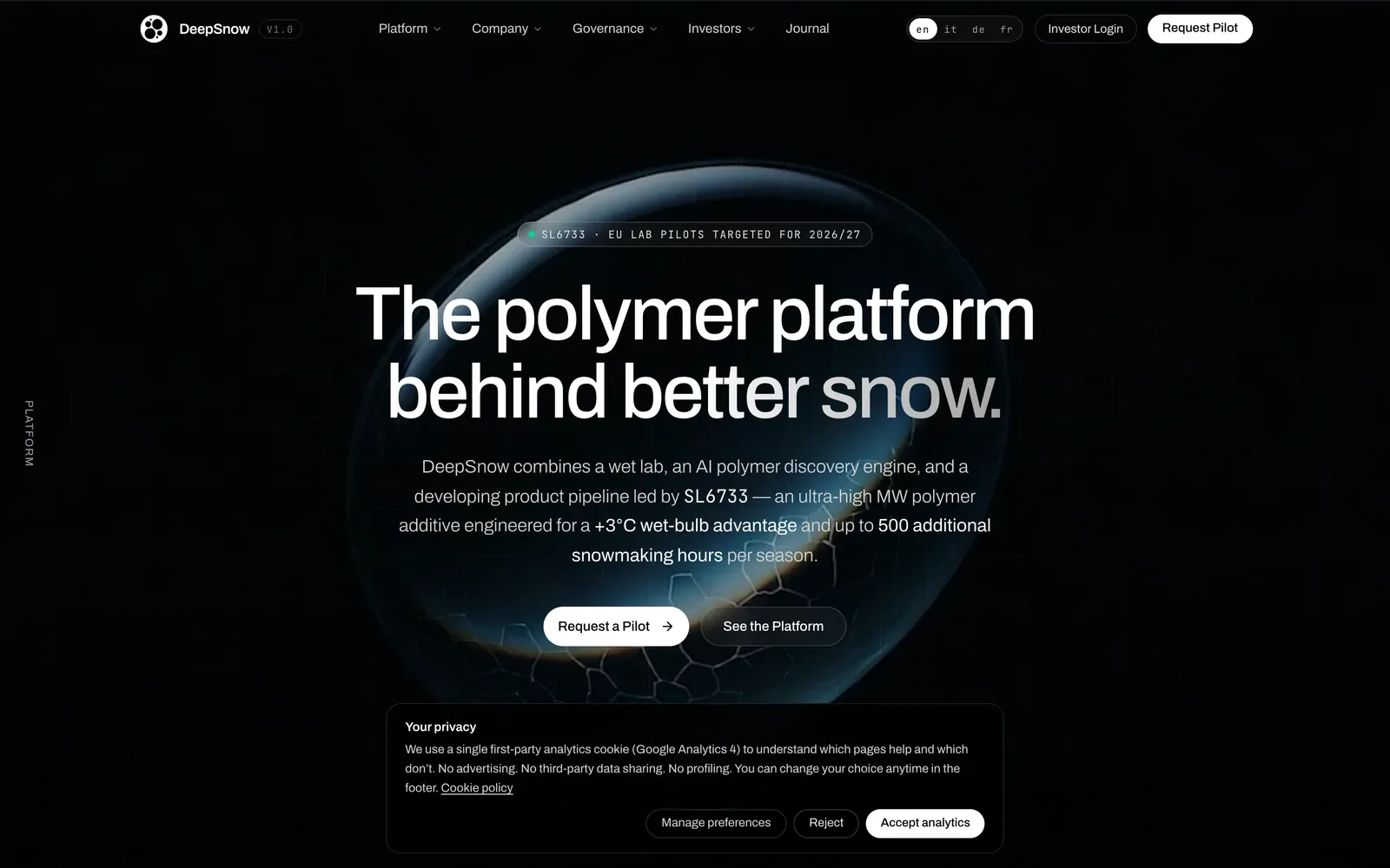 DeepSnow website — screenshot