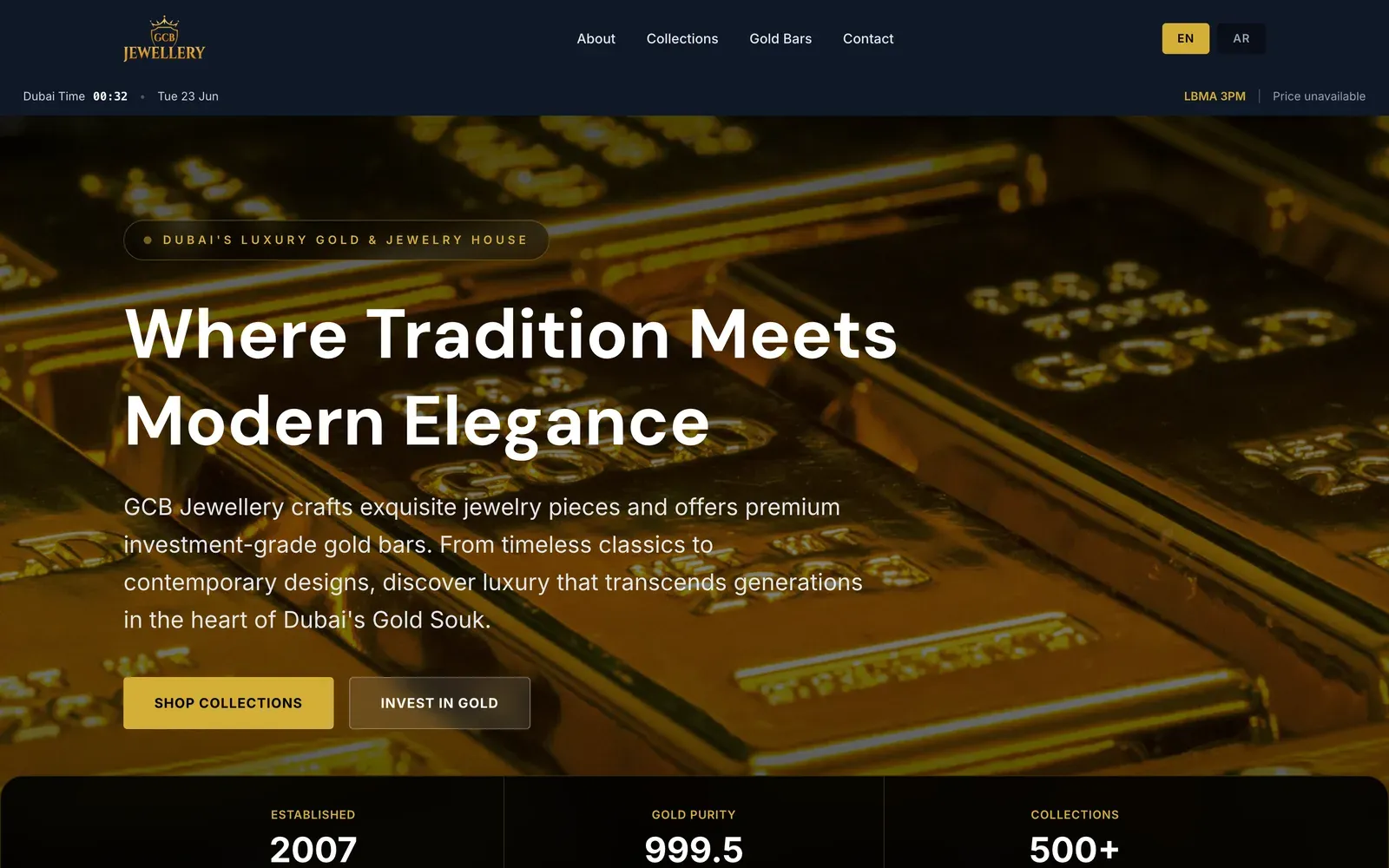 GCB Jewellery website — screenshot