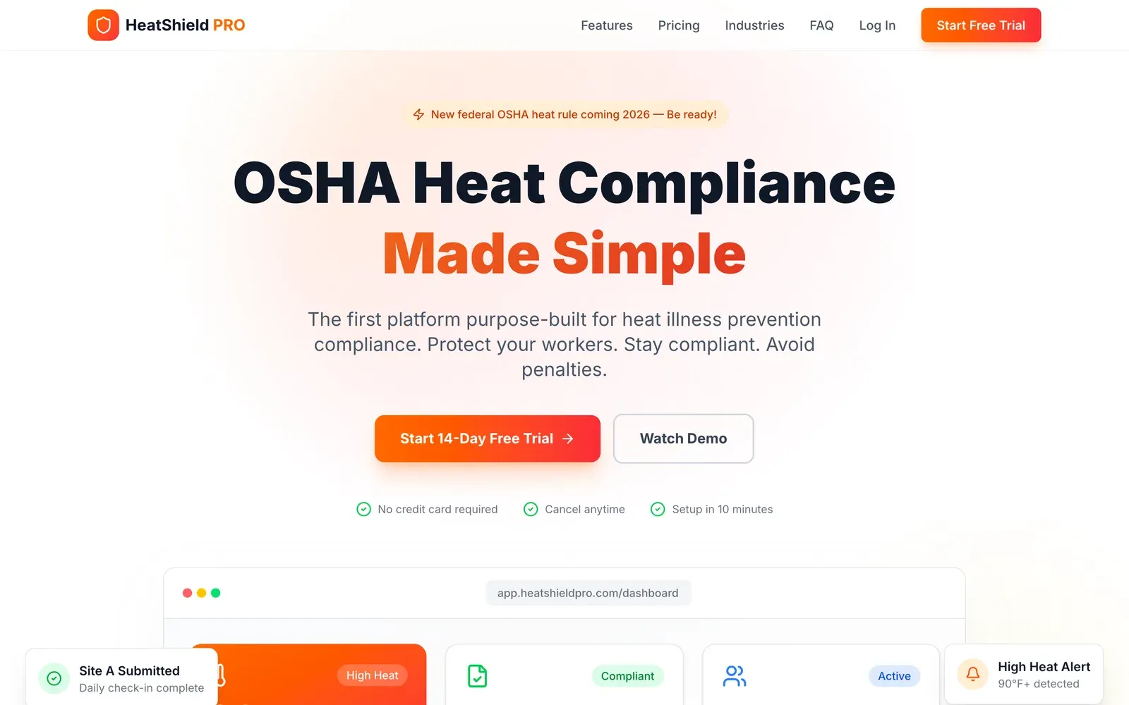 HeatShield Pro website — screenshot
